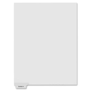 Kleer-Fax 90000 Series Alphabetical Bottom Tab Index Divider - Printed Exhibit A - 6 Tab(s)/Set - 8.5" x 11" - 25 / Pack - White Divider