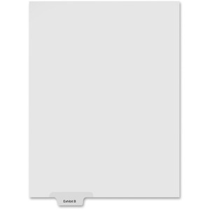 Kleer-Fax 90000 Series Alphabetical Bottom Tab Index Divider - Printed Exhibit B - 6 Tab(s)/Set - 8.5" x 11" - 25 / Pack - White Divider