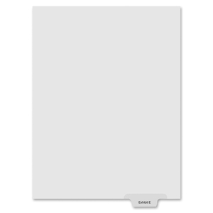 Kleer-Fax 90000 Series Alphabetical Bottom Tab Index Divider - Printed Exhibit E - 6 Tab(s)/Set - 8.5" x 11" - 25 / Pack - White Divider