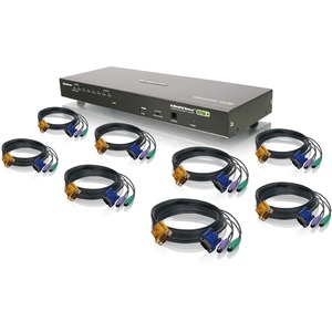IOGEAR GCS1808KITP Combo KVM Switch - 8 x 1 - 8 x SPHD-15 Keyboard/Mouse/Video - 1U - Rack-mountable