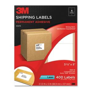 3M Address Label - 3.5" Width x 5" Length - 4/Sheet - Permanent - 400 / Pack - White
