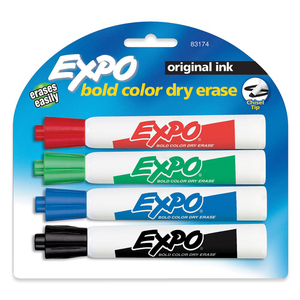 Expo Original Dry Erase Marker - Chisel Marker Point Style - Red Ink, Blue Ink, Black Ink, Green Ink - 4 / Pack