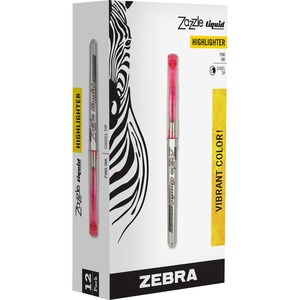 Zebra Pen Z-HL Highlighter - Marker Point Style: Chisel - Ink Color: Pink - 12 / Dozen