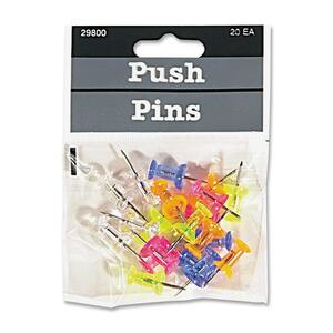 Baumgartens Translucent Push Pins Tub Display - 0.62" Length - Plastic - 20 / Bag - Assorted