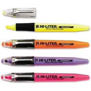 Avery Hi-Liter Smearsafe Highlighters - Chisel Marker Point Style - Fluorescent Pink Ink, Fluorescent Purple Ink, Fluorescent Yellow Ink, Fluorescent Orange Ink - Pink Barrel, Yellow Barrel, Purple Barrel, Orange Barrel - 4 / Set