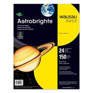 Wausau Paper Astrobrights Cover Paper - Letter - 8.5" x 11" - 24lb - 150 x Sheet - Solar Yellow