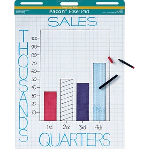 Pacon Easel Pad - 50 Sheet(s) - Quad Ruled - 27" x 34" - 1 Pad - White