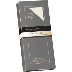 Southworth Fine Parchment Envelope - #10 - 24lb - 50 / Box - Ivory