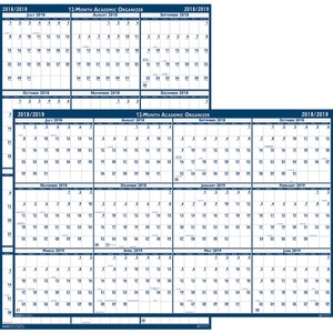 House of Doolittle Academic Wall Planner - Monthly - 18" x 24" - July till June - Blue, White