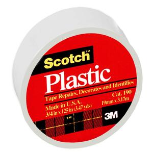 Scotch Colored Plastic Tape - 0.75" Width x 125" Length - Plastic - Moisture Resistant, Stretchable - 1 Roll - White