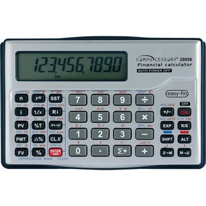 Compucessory Financial Calculator - 10 Character(s) - LCD - Battery Powered - 0.62" x 5" x 3.12" - Silver