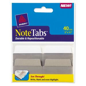 Avery NoteTabs Traditional File Tab - Write-on - 40 / Pack - White, Taupe Tab