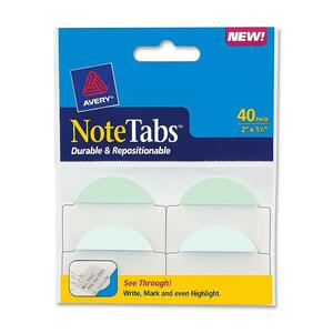 Avery NoteTabs Round Edge File Tab - Write-on - 40 / Pack - Pastel Blue, Green Tab
