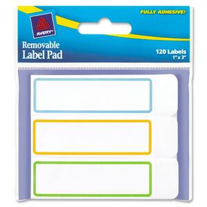 Avery Label Pad - 1" Width x 3" Length - Removable - 120 / Pack - Neon Blue, Neon Green, Neon Orange