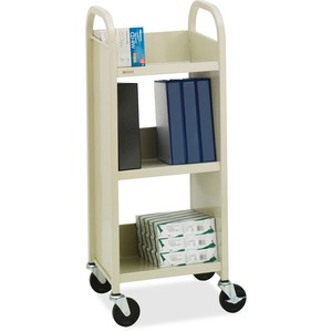 Bretford Basics L33017 Thin-Line Single Sided Book Equipment Truck - 3 Shelf - 4 x 4" Caster - Steel - Putty, Beige