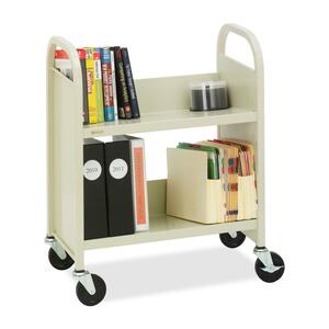 Bretford Basics R227 Thin-Line Low Profile Mobile Book Utility Truck - 2 Shelf - 4 x 2" Caster - Steel - 28" x 13" x 24.25" - Putty, Beige
