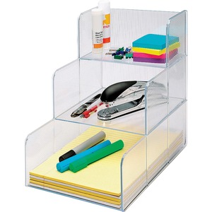 Sparco Desktop Storage Organizer - 12" x 12" x 9.37" - 3 Compartment(s) - Clear