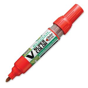 Pilot BeGreen V Super Color Permanent Marker - Bullet Marker Point Style - Red Ink - 1 Each