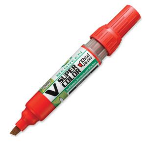 Pilot BeGreen V Super Color Permanent Marker - Chisel Marker Point Style - Red Ink - 1 Each
