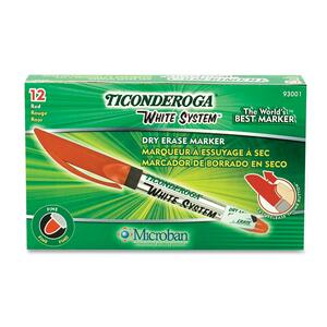 Dixon Thumb Button Cap Dry Erase Marker - Red Ink - 1 Dozen