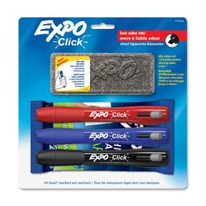 Expo Click Starter Set Dry Erase Marker - Chisel Marker Point Style - Black Ink, Red Ink, Blue Ink - 3 / Pack