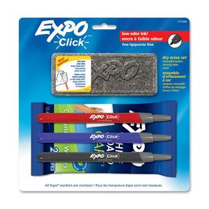 Expo Click Starter Set Dry Erase Marker - Black Ink, Red Ink, Blue Ink - 3 / Pack