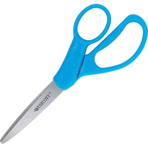 Westcott Microban Student Scissors - 3" Cutting Length - 7" Overall Length - Pointed - Straight-left/right - Plastic, Stainless Steel - Assorted