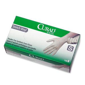 Curad Examination Glove - Small Size - Powder-free, Latex-free - Vinyl - 100 / Box