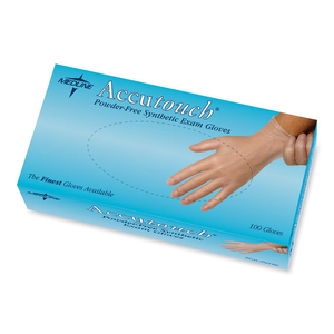 Medline Accutouch Disposable Examination Gloves - X-Large Size - Powder-free, Ambidextrous - Vinyl - 100 / Box - Clear