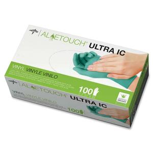 Medline Aloetouch Ultra Examination Gloves - Small Size - Latex-free, Powder-free - Vinyl - 100 / Box - Green