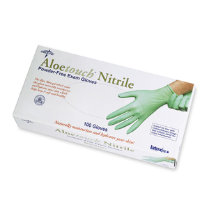 Medline Aloetouch Examination Gloves - X-Large Size - Textured, Powder-free, Latex-free - Nitrile - 100 / Box - Green
