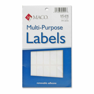 Maco MultiPurpose Label - 0.5" Width x 1.75" Length - Removable - 840 / Box - White