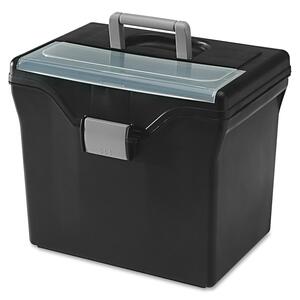 Iris HFB-24-TOP Portable File Box with Organizer Top - External Dimensions 11.62" Height x 13.38" Width x 10" Depth - Plastic - Black, Light Gray