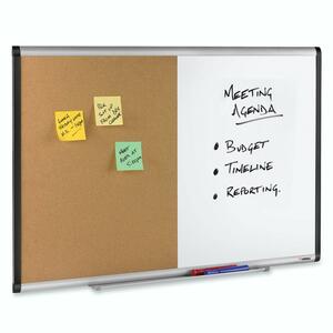 Lorell Dry-Erase/Cork Bulletin Board Combo - 3ft x 2ft - Aluminum Frame - Cork