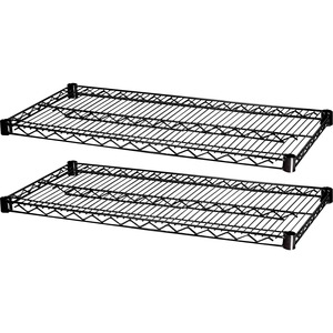 Lorell 4-Tier Wire Rack with Shelves - 48" x 18" x 72" - Steel - 4 x Shelf(ves) - Black