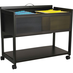 Safco Top Locking Mesh Mobile Tub Files - 4 x 2.5" Caster - Steel - Black