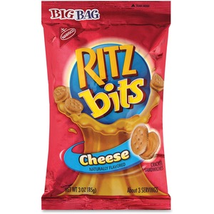 Marjack Big Bag Ritz Bits Cheese Cracker - 1 Serving Bag - 3oz - 12 Bag