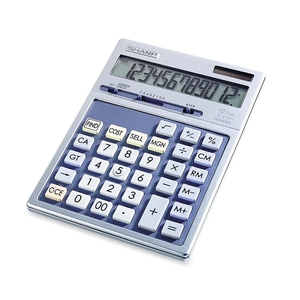 Sharp Executive Desktop Calculator - 12 Character(s) - LCD - Solar, Battery Powered - 7.65" x 5.59" x 0.87"