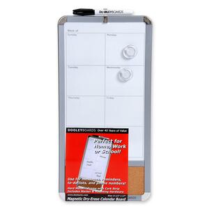 Dooley Dry-Erase Calendar - Weekly - 8.5" x 17" - Metal Frame - Assorted