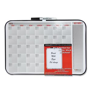 Dooley Dry-Erase Calendar Board - Weekly - 11" x 17" - Vinyl Frame - Assorted