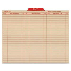 Globe-Weis Top Tab File Guide - 5 x Tab Printed OUT - 8.5" x 11" - 25 / Set - Manila Divider - Red Tab