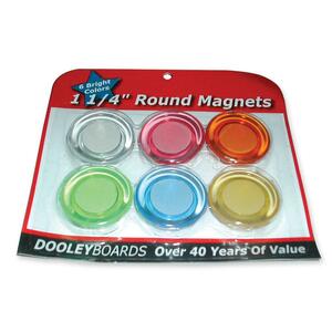 Dooley Magnetic Dry-erase Board Magnet - 1.25" Diameter - Round - 6 / Pack - Assorted