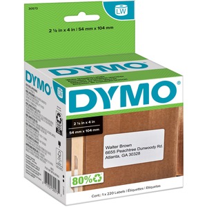 Dymo Shipping Labels - 2 1/8" Width x 4" Length - White - 220 / Pack