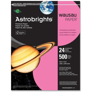 Astro Astrobrights Premium Colored Paper - Letter - 8.5" x 11" - 24lb - 500 x Sheet - Pulsar Pink