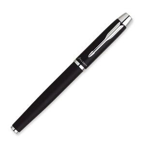 Parker IM Rollerball Pen - Cone Pen Point Style - Black Ink - Black Barrel - 1 Each