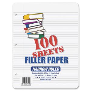 Ampad 3-Ring Notebook Filler Paper - 100 Sheet(s) - 15lb - Narrow Ruled - Letter 8.5" x 11" - 100 / Pack - White