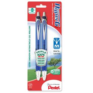Pentel HyperG Rollerball Pen - 0.7 mm Pen Point Size - Blue Ink - 2 / Pack