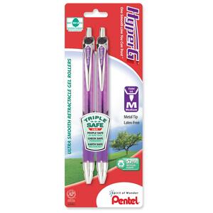 Pentel HyperG Rollerball Pen - 0.7 mm Pen Point Size - Violet Ink - 2 / Pack