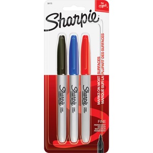 Sharpie Permanent Marker - Black Ink, Blue Ink, Red Ink - 3 / Pack