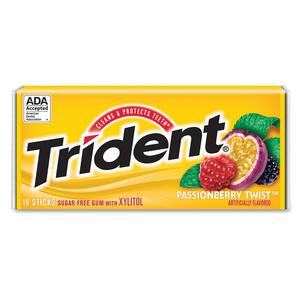 Trident 67030800 Sugar-free Gum - Passionberry Mint - Individually Wrapped - 12 / Pack